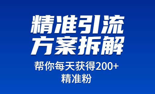 价值1万+精准引流方案拆解,帮你每天获得200+精准粉!!_wwz