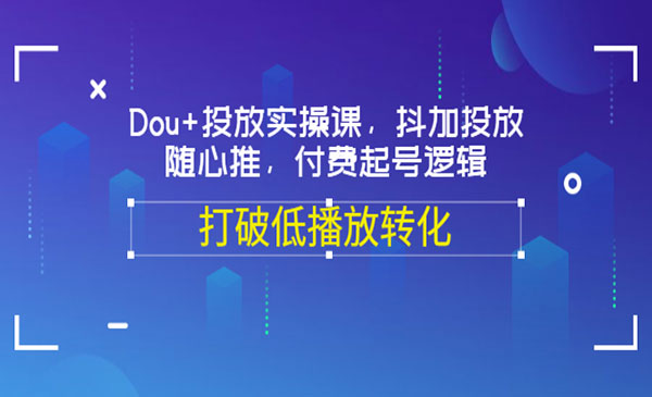 Dou+投放实操课，抖加投放，随心推，付费起号逻辑，打破低播放转化_wwz